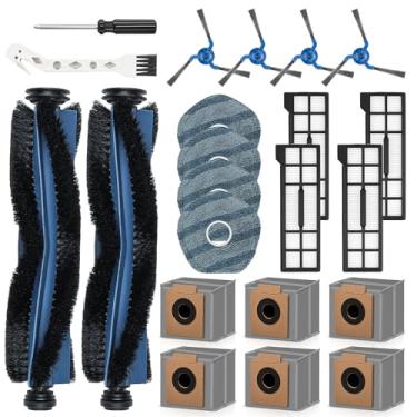 Imagem de Pacote com 22 acessórios de substituição para aspirador de pó robô Omni Eufy X10 Pro, 2 escovas principais, 4 filtros, 6 sacos de pó, 4 esfregões, 4 escovas laterais, 1 escova de limpeza, 1 chave de