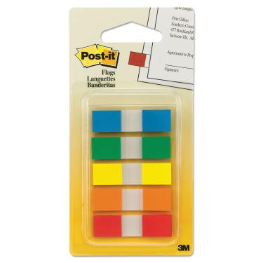 Imagem de 3M Post-it Flags To-Go, 1/2 x 1-3/4, 5 cores padrão, 100 bandeiras/pacote (6835CF)