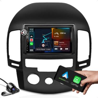 Imagem de Kit multimidia com função carplay espelhamento e bluetooth + moldura d