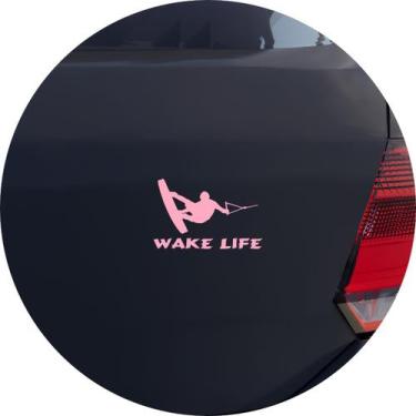 Imagem de Adesivo de Carro Wakeboard Wake Life - Cor Rosa Claro - Melhor Adesivo