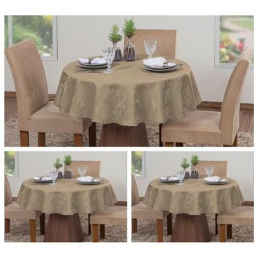 Imagem de Kit 3 Toalhas De Mesa Luxo Redonda 4 Lugares Sala Jantar Jacquard - Ra