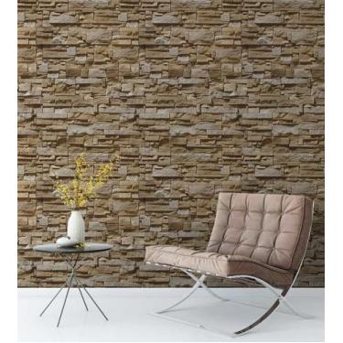 Imagem de Papel De Parede pedra  canjiquinha Em Tons De marrom creme E Bege - PA
