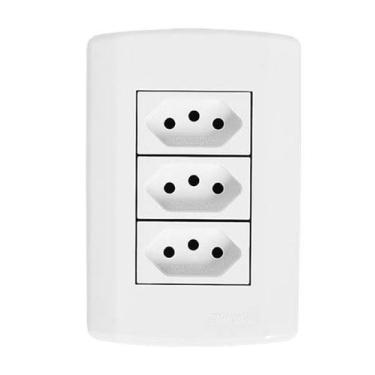 Imagem de Tomada tripla 20A 250V Pluzi Modular branca Pluzie
