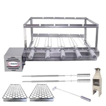 Imagem de Combo Brasa Grill Gira 5 Espetos para Churrasqueiras Pré Moldadas de 6