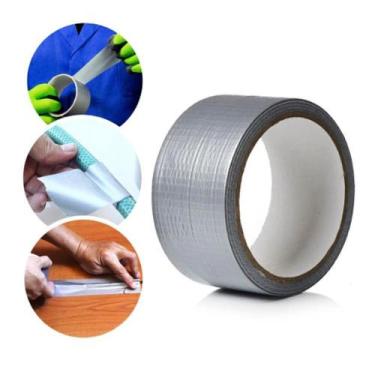 Imagem de Kit 5 Fita Adesiva Silver Tape Isolante Multiuso Cinza 48mm x 10 Metro