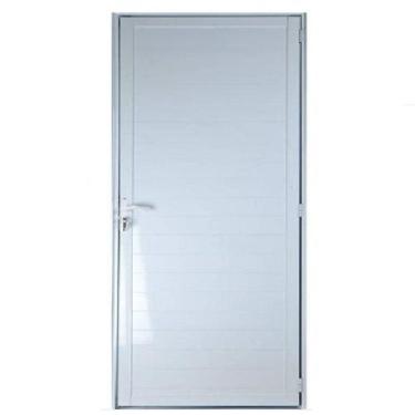 Imagem de Porta de Alumínio Lambril Branco com Maçaneta - DC, Direita, 210 x 80