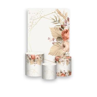 Imagem de Painel De Festa Vertical 1,50 x 2,20 + Trio De Capas Cilindro - Bege F