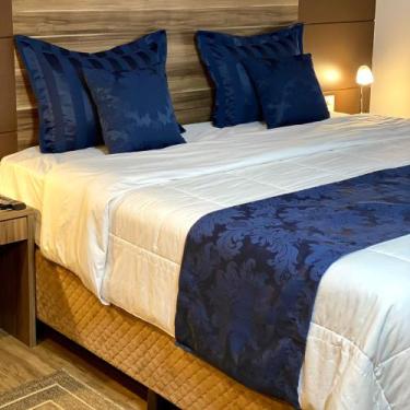 Imagem de Kit Peseira Xale para Cama Jacquard 2 Capas de almofada 2 Porta Traves