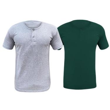 Imagem de Kit 2 Camiseta Henley Masculina Camisa Botões Gola Portuguesa Premium 
