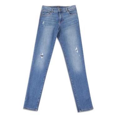 Imagem de Calça Jeans GAP Básica Desfiada Feminina, Azul, 10A