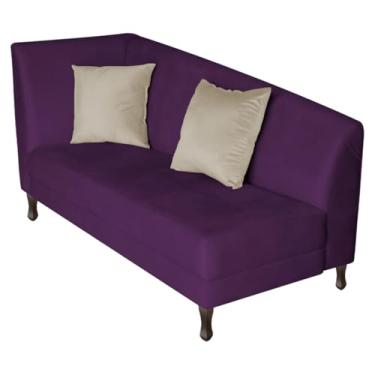 Imagem de Recamier Heitor 140cm com Almofada Lado Direito Suede Roxo/Bege