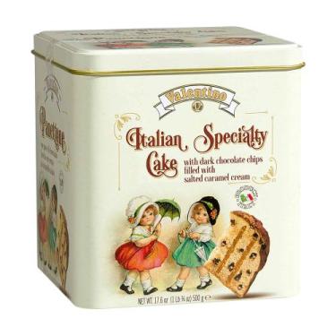 Imagem de Panettone Italiano Valentino Lata c/ Gotas de Chocolate e Caramelo 500