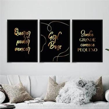 Imagem de Kit 3 Quadros Poder Querer Vencer 24x18cm - com vidro - Quadros On-lin