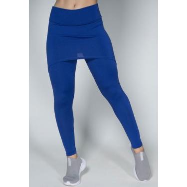 Imagem de Calça Legging Fitness Feminina Com Saia Tapa Bumbum - WLS Modas, G, Az