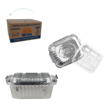 Imagem de 100un Marmitinha Alumínio 135ml Tampa Plástica Transparente - Wyda