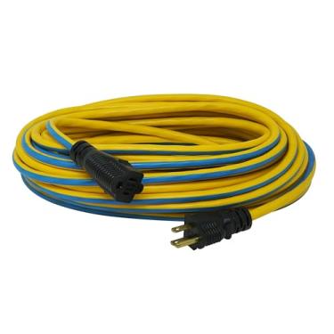 Imagem de Coleman Cable 02438 14/3 Push-Lock SJTW cabo de extensão de bloqueio, 15 metros, amarelo/azul