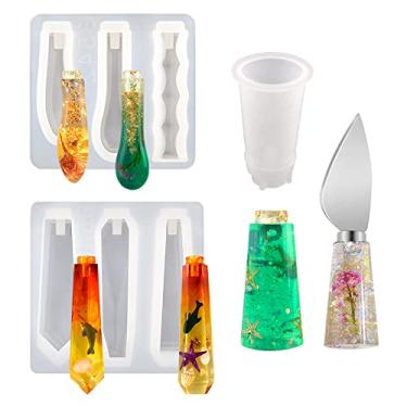 Imagem de RESIN GO Molde de resina epóxi com cabo de talheres longo, junta de bambu/cilindro/forma de seção geométrica irregular moldes de silicone para acessórios de molde de tábua de corte, ferramentas de jantar de mesa