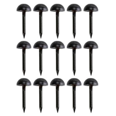 Imagem de RLECS 15 peças 25 x 12 mm prendedor de unhas de latão para porta pequena prego de tambor antigo prego de sofá prego decorativo prego de meia bola sólido prego preto para decoração de móveis DIY