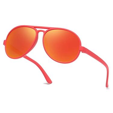 Imagem de LEICO FASHION Óculos de sol aviador à prova de estilhaçamento para bebês e meninas de 0 a 4 anos, Vermelho escarlate | Vermelho Revo, One size fits most