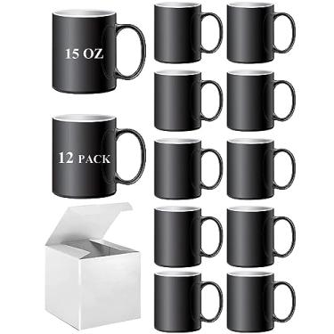 Imagem de ABBSH Canecas Que Mudam de Cor, Canecas de Sublimação Canecas de Café Que Mudam de Cor Preta Canecas de Café Sensíveis Ao Calor Tazas Magicas para Sublimacion 15 Onças com Caixa Conjunto de 12