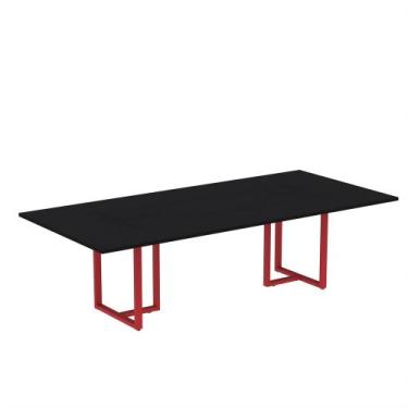 Imagem de Mesa de Reunião Retangular Tubular P25 Pandin 2,6 M Preto e Vermelho