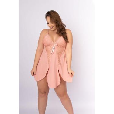 Imagem de Kit 3 Camisola Renda Plus Size Tamanho Especial Abertura Soltinha Curt