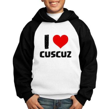 Imagem de Moletom Infantil I love cuscuz - Foca na Moda, Branco, Preto, 12