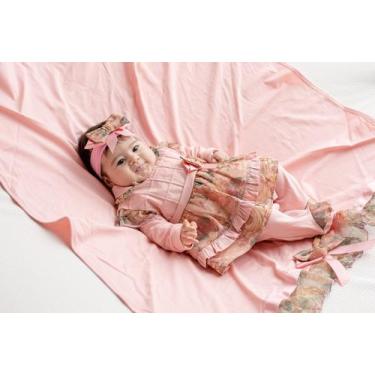 Imagem de Saida Maternidade Bebe Rosa Floral Menina - PEQUENO ANJO, Rosa, RN