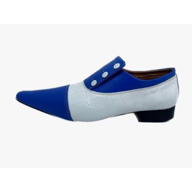 Imagem de Sapato Masculino Italiano Em Couro Social Azul Croco Ref: D734 - ART S