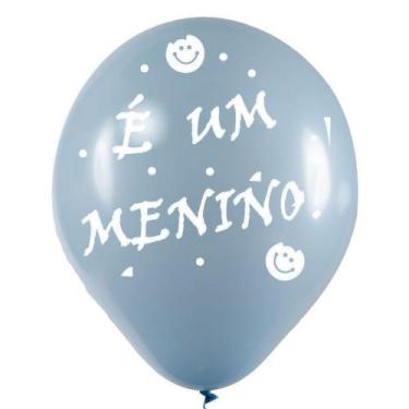 Imagem de Balão Decorado Chá Revelação Menino Azul nº9 23cm - 25 Un - Balões Joy
