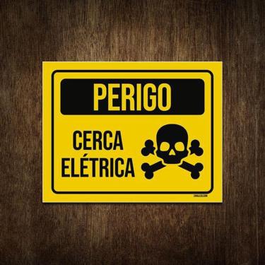 Imagem de Placa De Sinalização Aviso Perigo Cerca Elétrica 27X35