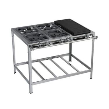 Imagem de Fogão Industrial 4 Bocas 30x30 Inox Chapa Top Metalmaq
