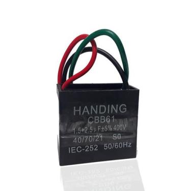Imagem de Capacitor Para Ventilador Com 3 Fios 1.5 Uf + 2.5 Uf 400v - HANDING