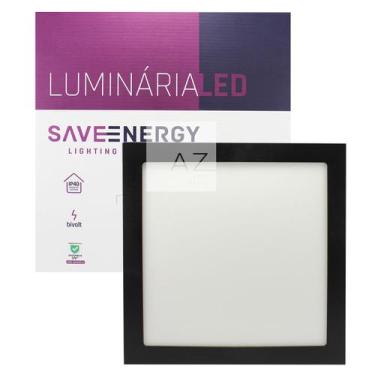 Imagem de Luminária Painel Plafon Led Sobrepor 30x30 25w 5700k Jet Black SaveEne