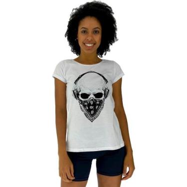 Imagem de Camiseta Babylook Feminina MXD Conceito Caveira Gangster, Feminino, Br