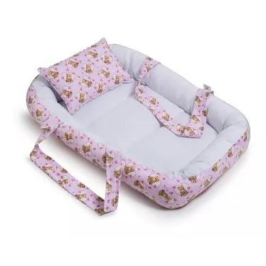 Imagem de Berço Portátil Ninho Redutor Bebê MENINA - URSA ROSA - CLICK TUDO