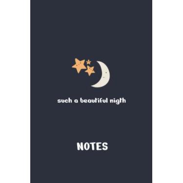 Imagem de Dark Blue Notebook With The Moon and Stars Lined 100 Pages 6x9 inch Glossy Soft Cover