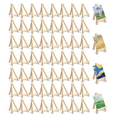 Imagem de Voittozege 60 Peças Cavaletes de Mesa Pequenos 5" Mini Cavaletes de Exposição de Madeira Cavaletes Triangulares de Artista para Pintura Em Tela, Cavalete de Pintura de Artesanato d (, Natureza)