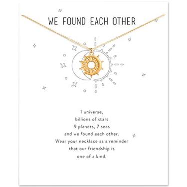 Imagem de HUNO Dainty Lucky Elephant Horseshoe Clavícula Chaveiro Anjo Asa Hexagram Colar com Pingente Estrela Amizade Joia BFF