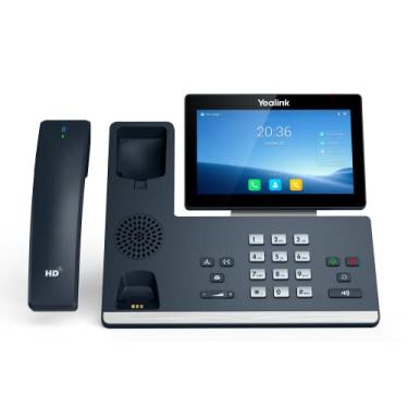 Imagem de Yealink T58W PRO com aparelho de dente azul 16 linhas. Tela sensível ao toque colorida de 19 cm. Duas portas USB, Ethernet Gigabit de porta dupla, PoE, adaptador de energia não incluído (SIP-T58W PRO)