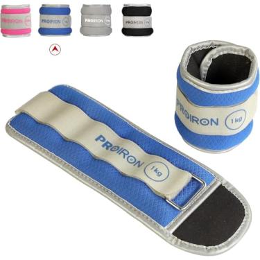 Imagem de PROIRON Lastres tornozelos pesos para pernas tornozelo 1 kg × 2 (azul) com design refletor e correia ajustável