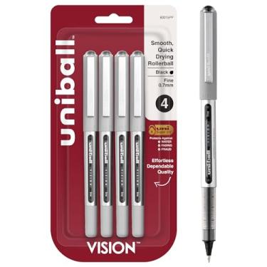 Imagem de uni-ball Canetas esferográficas Vision Stick, ponta fina, tinta preta, pacote com 4
