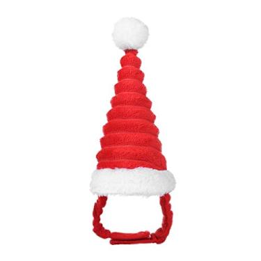 Imagem de POPETPOP Roupas de cachorrinho pequeno chapéu de Natal chapéu de Papai Noel hamster festa de aniversário chapéu cone chapéu fantasia chapéu para porquinho da índia hamster esquilo chinchila Gerbil roupas de gatinho