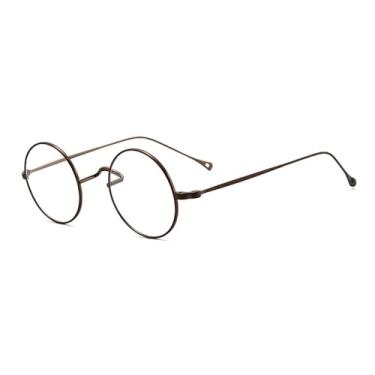 Imagem de HCHES Óculos de grau pequenos redondos de titânio ultraleve armação masculina retrô feminina, 2, tamanho único