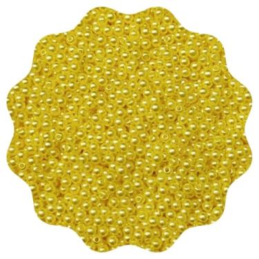 Imagem de 100g Miçanga Pérola 4mm Abs ou Leitosa Aprox 3800un Missanga Artesanato (Tradcional - Amarelo)