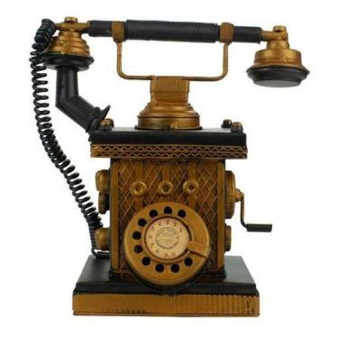 Imagem de Telefone Cofrinho Decorativo Antigo Estilo Retrô Vintage 23c - Skin Za