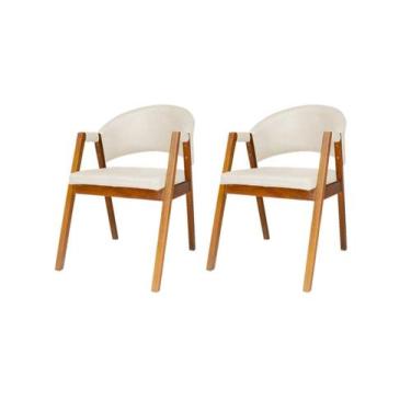 Imagem de Kit 2 Cadeiras Sala de Estar Antonela Couro Bege - Mansão Decor, Couro