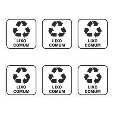 Imagem de 6 Adesivos P/ Lixeiras - Lixo Comum 12x12 - Fundo Branco - Royal Print