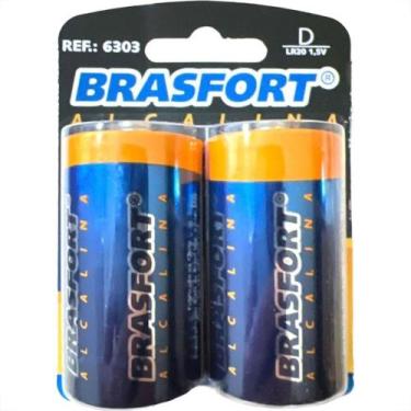 Imagem de Pilha Brasfort Alcalina D Grande Cartela Com 02 Pecas 6303 - Kit C/6 C