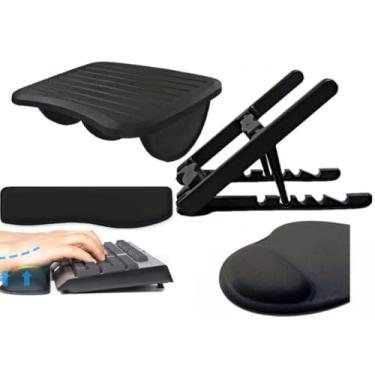 Imagem de Kit Ergonômico- Suporte Para Notebook, Apoios Para pés, Mousepad e Apoio Para Teclado